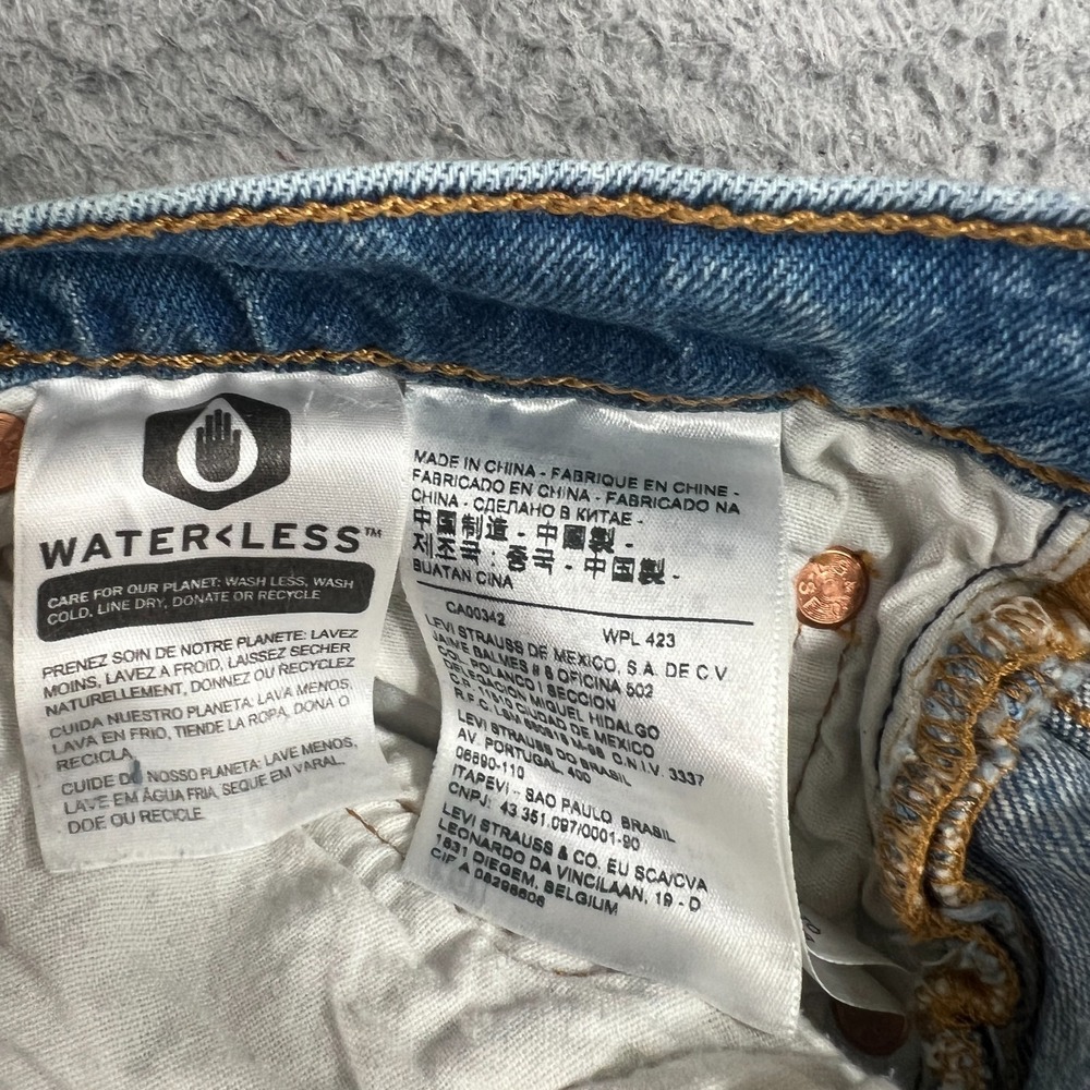 Levis 501 S Premium Jeans Womens 28x28 Blue Denim Button Fly Skinny Distressed - Picture 9 of 15